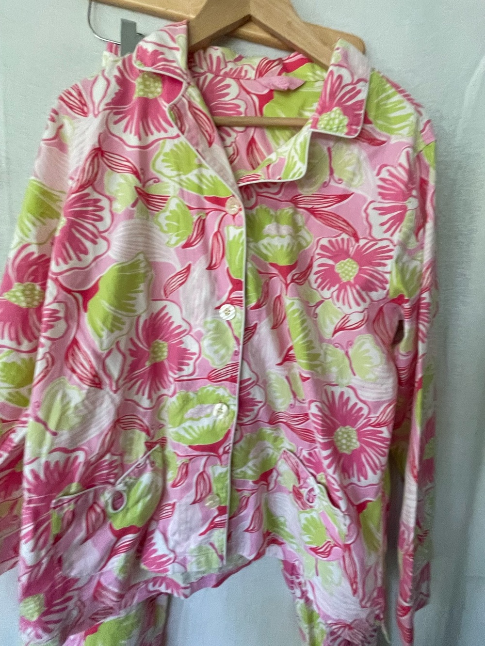 Lilly Pulitzer Pajama Set 100% Cotton Floral  LS & Long Pant Large